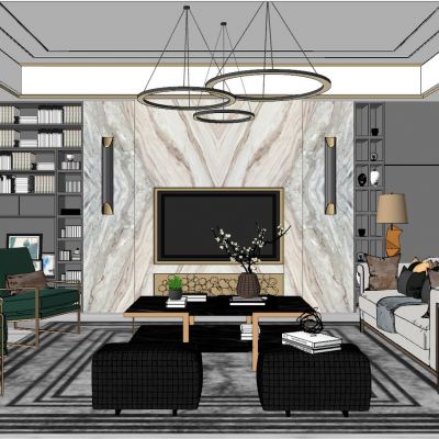 现代北欧轻奢后现代港式客厅