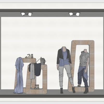 服装展陈现代商场店面橱窗女装店展陈模特