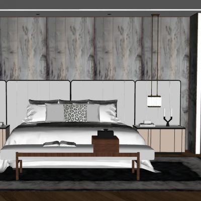 后现代新中式轻奢卧室