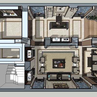 新中式日式东南亚泰式客厅