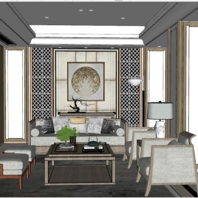 日式新中式东南亚泰式半岛别墅客厅