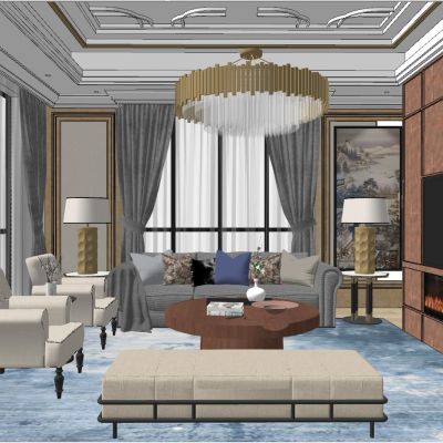 简欧式后现代简约港式客厅