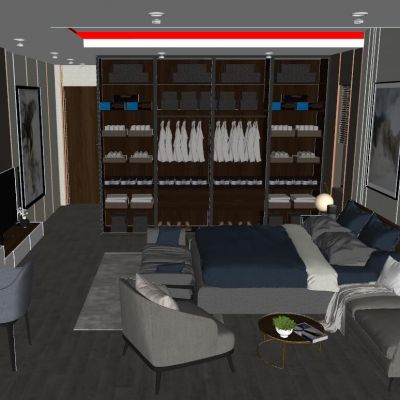 后现代简约港式新中式北欧卧室