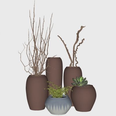 新中式花瓶干枝摆件陶罐景观植物
