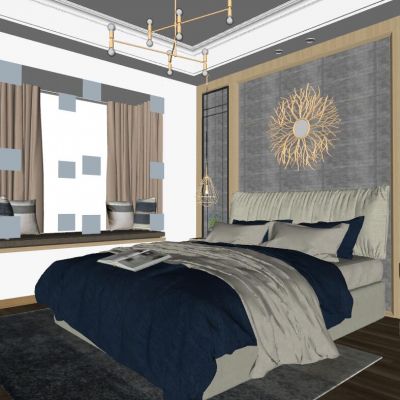 后现代简约港式轻奢卧室