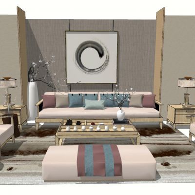 现代新中式日式客厅