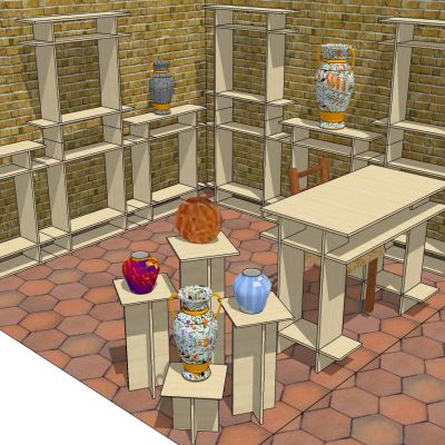 现代中式木制装饰架