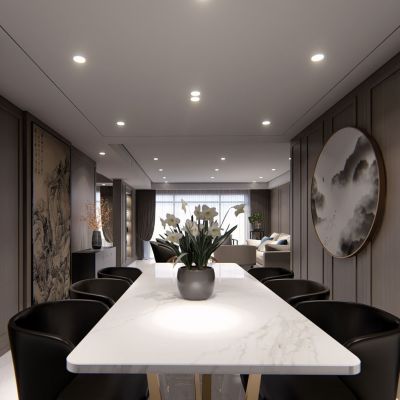 后现代简约港式新中式日式东南亚客厅