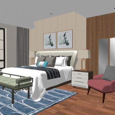 现代简约港式北欧新中式卧室