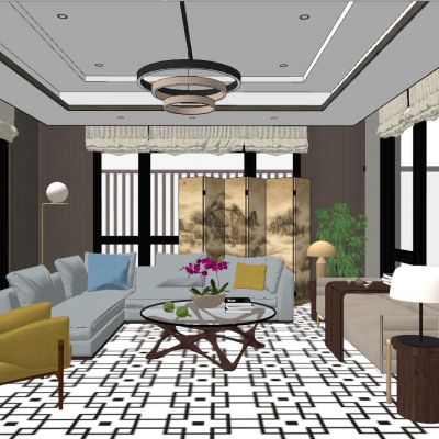 新中式后现代简约港式日式泰式客厅