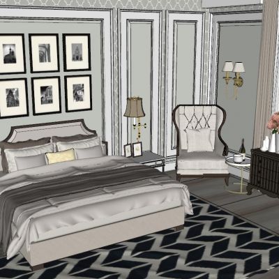 美式简欧式法式田园卧室