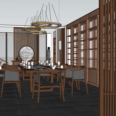 现代新中式餐桌餐椅