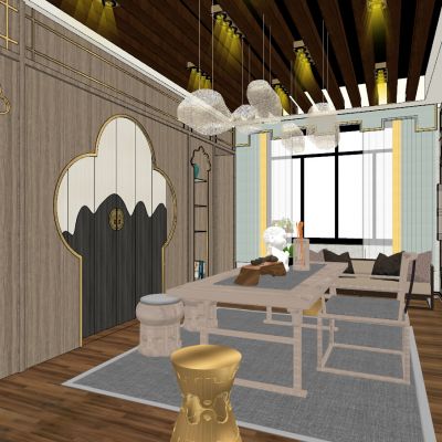 新中式日式民宿书房