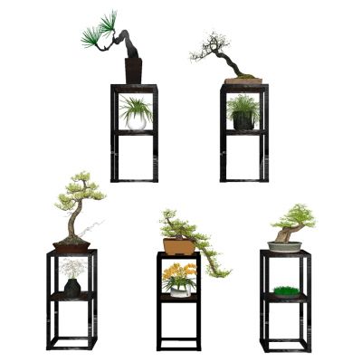 新中式盆景植物花架摆台