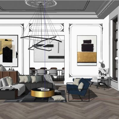 法式美式现代北欧轻奢客餐厅