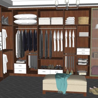 服装展陈现代衣帽间衣服饰品