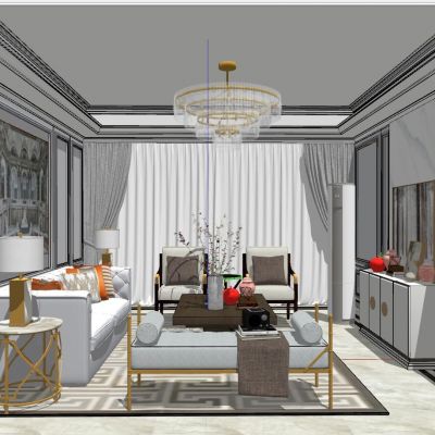 美式简欧式法式后现代港式轻奢北欧客厅