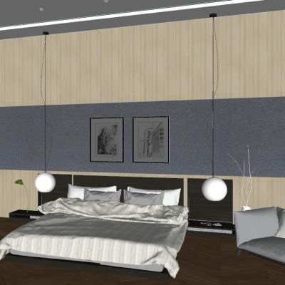 北欧工业风后现代简约港式卧室