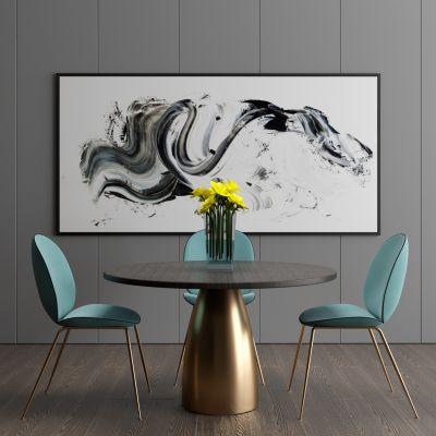 现代北欧轻奢圆形餐桌