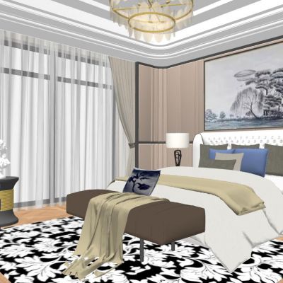 现代简约港式轻奢北欧新中式后现代卧室