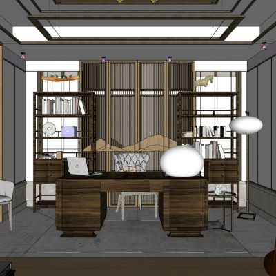 后现代港式日式新中式书房