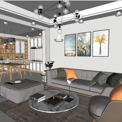 后现代北欧港式新中式日式客厅