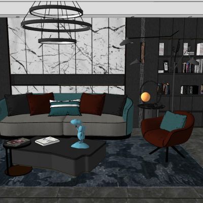 现代轻奢北欧后现代客厅