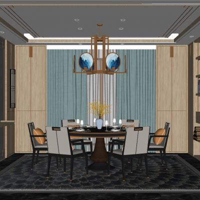 现代低奢新中式餐厅