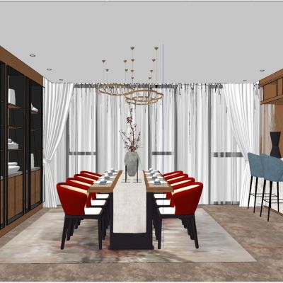 新中式现代北欧低奢工业风餐厅