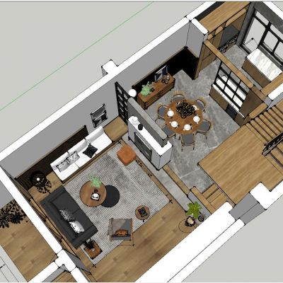 现代北欧后现代港式小复式客厅