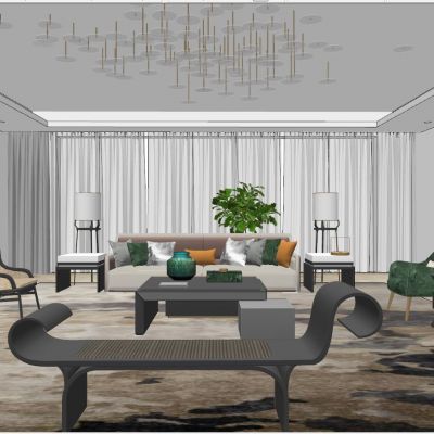 新中式日式港式后现代客厅