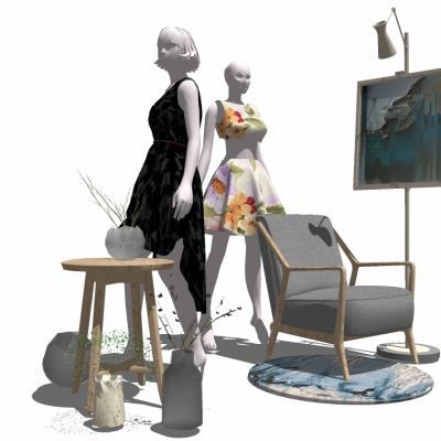 服装展陈服装专卖店橱窗陈设模特展台