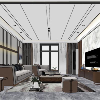 后现代港代法式北欧轻奢法式客厅