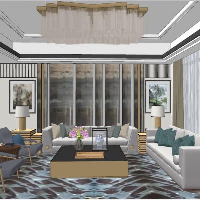 后现代简约港式轻奢客厅