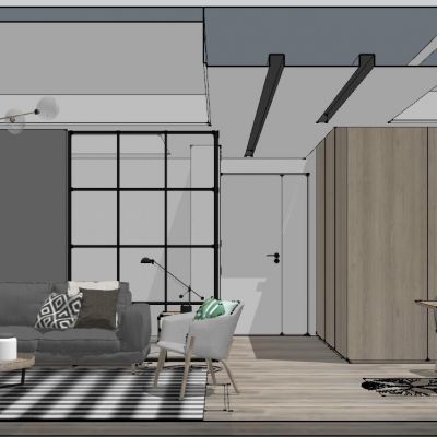 现代北欧工业风客厅