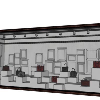 服装展陈现代商场店面橱窗箱包展架