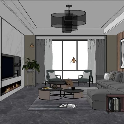 后现代简约港式北欧轻奢客厅