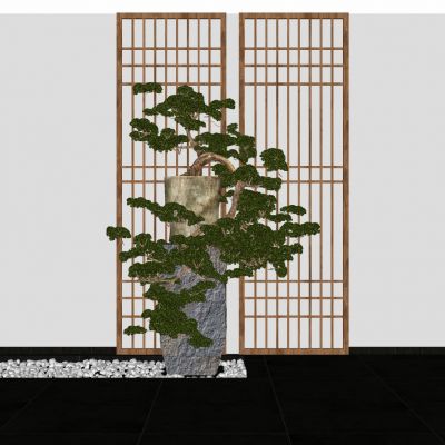 新中式盆景植物花架摆台