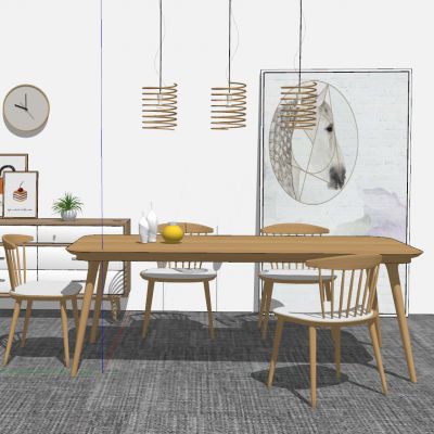 日式现代北欧方形原木色餐桌