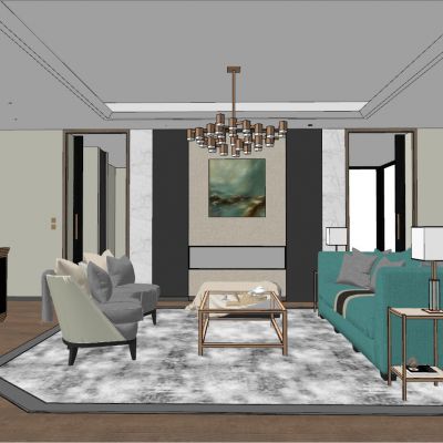 现代法式美式后现代简约港式客厅