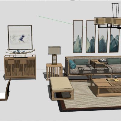 新中式日式东南亚泰式风格客厅