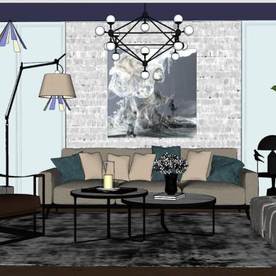 现代北欧工业风民宿乡村风格客厅