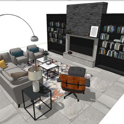 后现代简约港式北欧法式客厅