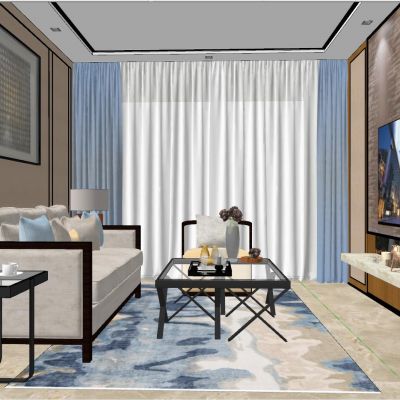 后现代港式新中式轻奢客厅