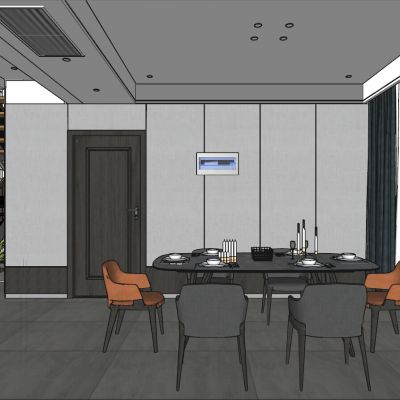 现代北欧轻奢工业风新中式餐厅