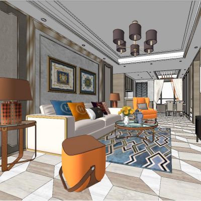 港式后现代北欧轻奢客厅