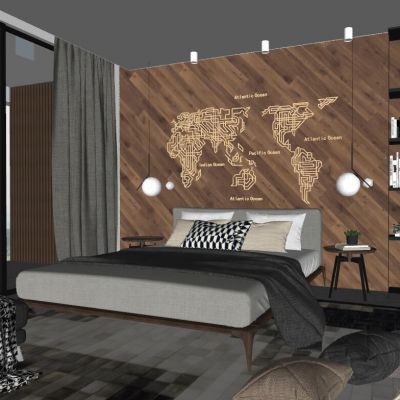 北欧工业风现代简约卧室