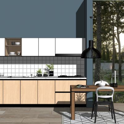 现代北欧轻奢厨柜