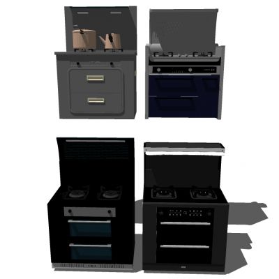 现代独立集成燃气灶吸油烟机