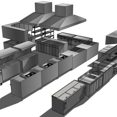现代拉丝不锈钢厨柜